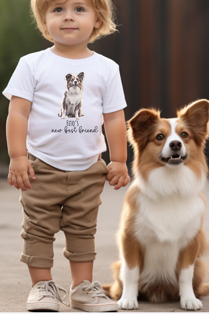 New Best Friend Gerber Onesie© Dog Photo Gift for Baby Shower Gift Organic Cotton Onesie© Personalized Baby Gift for Dog Lover Protected by White Toddler Tee