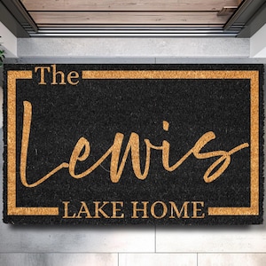 Lake Home Decor Personalized Doormat Lake House Sign Custom Door Mat for Lake Home Custom Doormat Black Doormat New Cabin Gift Lake Cabin