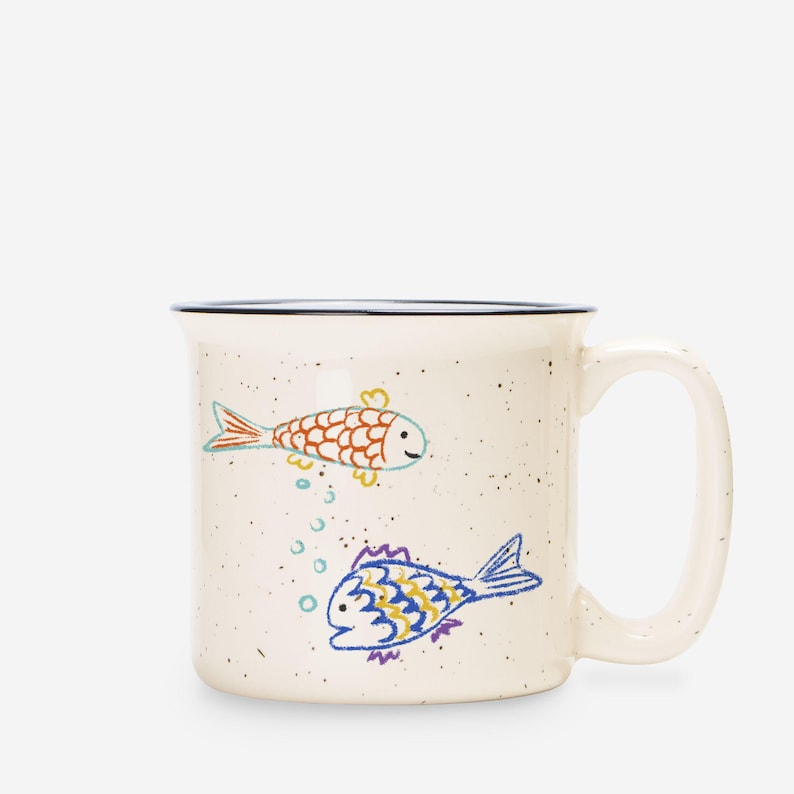 Father Day Mug Dad Coffee Cup Ceramic Camping Drinkware Speckled Outdoor Papa Birthday Gift Handdrawn Child Artwork Kid Drawing Personalized image 3