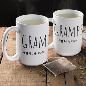 Grandma and Grandpa Again Surprise Set of Mugs for Grandma and Grandpa Mug for Gram and Gramps Pregnancy Reveal Baby Grandma Again