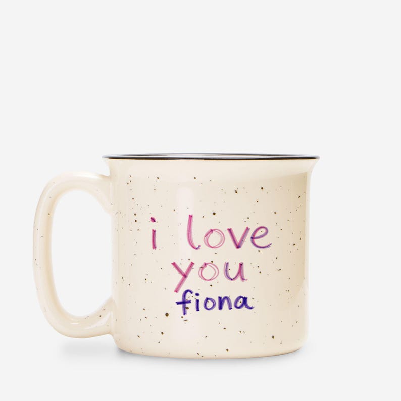 Father Day Mug Dad Coffee Cup Ceramic Camping Drinkware Speckled Outdoor Papa Birthday Gift Handdrawn Child Artwork Kid Drawing Personalized image 4