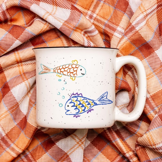 Father Day Mug Dad Coffee Cup Ceramic Camping Drinkware Speckled Outdoor Papa Birthday Gift Handdrawn Child Artwork Kid Drawing Personalized