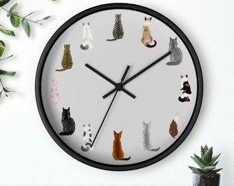 Cat Clock Cat Wall Clock Cat Lover Gift Cat Lover Cat Gift Kitty Clock Gift for Cat Lover Wall Clock Cat Decor Kitchen Clock Feline Clock