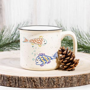 Father Day Mug Dad Coffee Cup Ceramic Camping Drinkware Speckled Outdoor Papa Birthday Gift Handdrawn Child Artwork Kid Drawing Personalized image 6