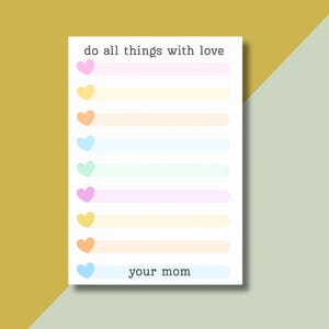 Idea de regalo para el Día de la Madre: Regalo divertido para mamá. Bloc de notas personalizado con lista de recordatorios, Post-it y notas adhesivas. Idea de regalo personalizada para mamá.