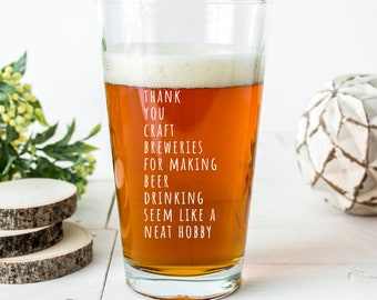 Craft Beer Pint Glass Pint Glass Custom Pint Glass Craft Brew Gift Craft Beer Drinker Personalised Custom Craft Beer Pint