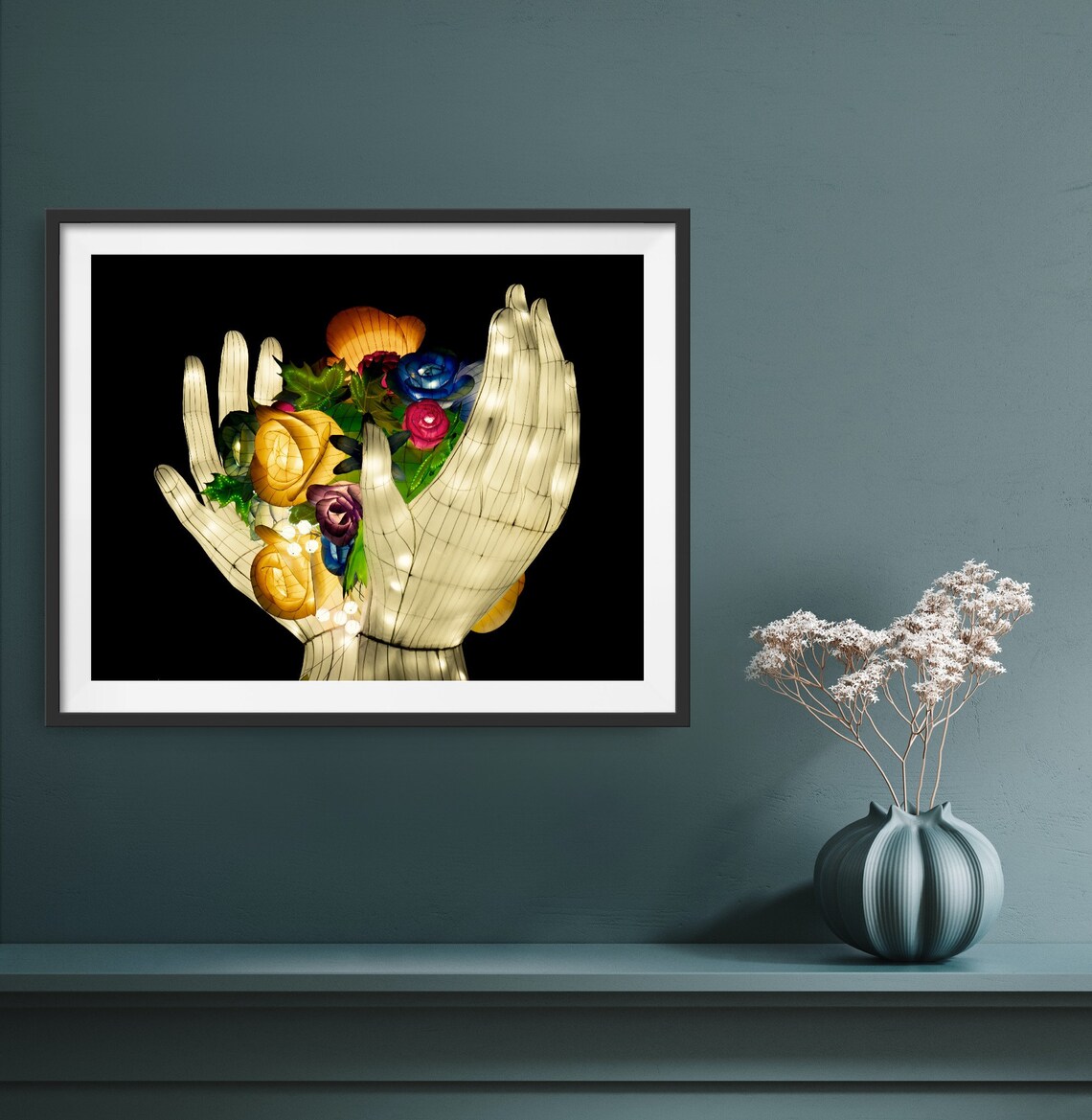 Original framed hands and flowers artwork Etsy