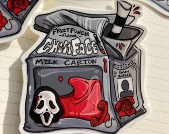 Ghost face Scream Juicebox Vinyl Sticker, *WATERPROOF* Slasher, Horror Movie, Spooky, Red, for Water bottles, Laptops, Sketchbooks, Etc