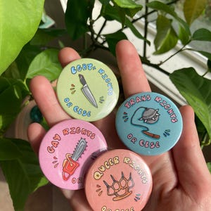 HBTQ+ Retro Pastel Pride Pins, 1,75” Knappnålar, Aggressiv Pride, Queer Vapen, Trans, Queer Rights, Homosexuella Rights, för ryggsäck, handväska