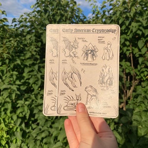 American Cryptozoology Themed Sticker Sheet, Crosshatching Style ...