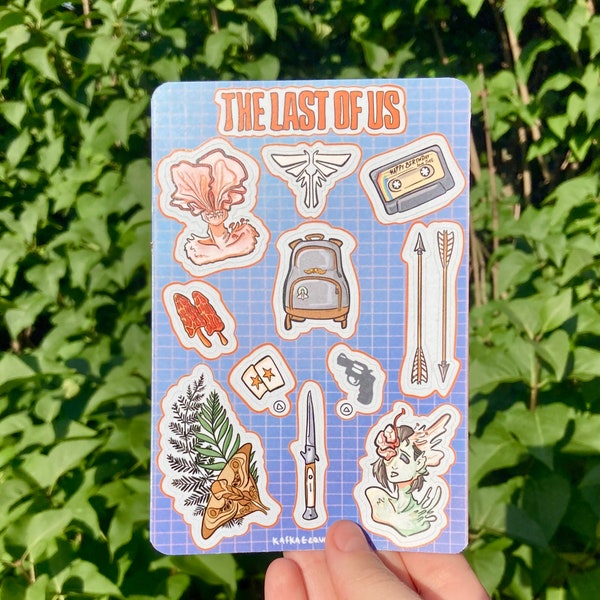 Last of Us Themed Sticker Sheet, Part 1+2, Video Game, Firefly, Ellie + Joel, Zombie, Clicker, for journal, sketchbook, etc