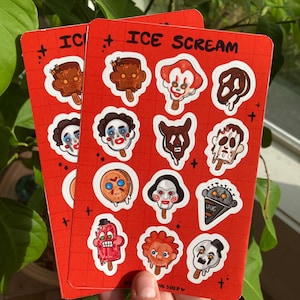 Slasher Horror Movie Ugly Popsicle Sticker Sheet, 80's, Ice Cream Truck Treat, Summer,  for journals, sketchbook, etc