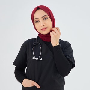 RUZGAR Active Hijab with Earphones & Stethoscope Entry/ Medical Hijab/ Active Hijab/ Crepe