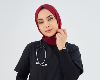 RUZGAR Active Hijab with Earphones & Stethoscope Entry/ Medical Hijab/ Active Hijab/ Crepe