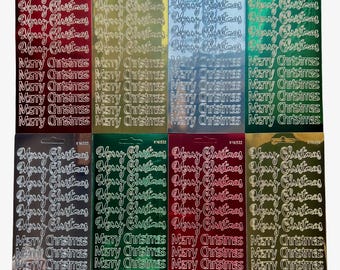 Merry Christmas Mirror Shine Peel Off Sticker Card Making Craft Stickers