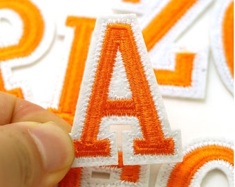 Orange Letter Patch Iron or Sew on Alphabet Embroidery Customise Clothing