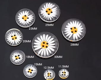 Daisy Flower Buttons Transparent Clear 4 Hole Button Sewing Knitting