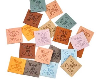 10 Sew On Hand Made PU Artificial Leather Labels, Craft sew on Crochet Label