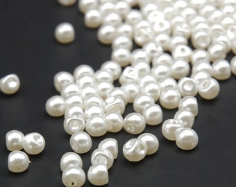 White Pearl Bead Buttons Sideways Shank Buttons 6mm / 8mm / 10mm / 12mm / 14mm / 16mm