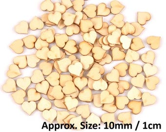 100 x Wooden Hearts Wood Heart Table Scatter Scrapbook Craft 10mm / 1cm