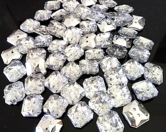 Diamante square crystal buttons gem 2 hole sewing craft 10/20/50/100