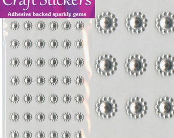 Sun Diamante Clear/Silver 48pcs Per Sheet Self Adhesive Stickers Diamante Embellishments Rhinestone Wedding Card Scrapbook