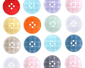 Eco Recycled Check Gingham Buttons Blue Pink Baby Knitting  - 11.5mm