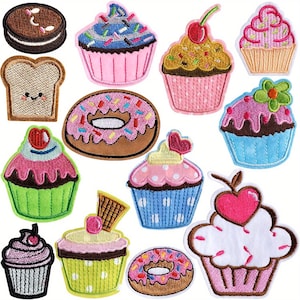 Cupcake Embroidery Patch Cake Patches Iron on / Sew / Glue Embroidered Cakes