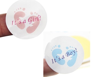 Baby Shower Sticker Boy Girl Gift Present Seal Stickers Gender Reveal Labels 3cm