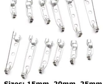 STEEL Brooch Back Pins 15mm 20mm 25mm 30mm 35mm 40mm Bar Pin Badge