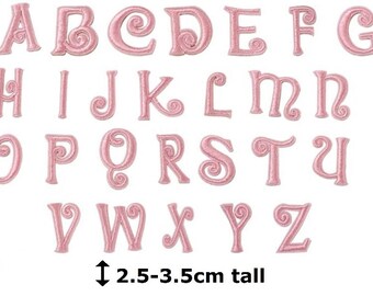Pink Letter Patch Iron or Sew on Embroidered Alphabet Customise Clothing