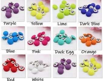 Coloured Buttons Fabric Cloth Covered Button Metal Round Sewing 15mm / 1.5cm