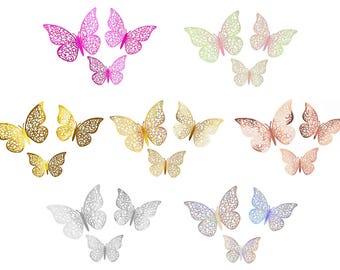 3D Adhesive Butterflies Pack of 12 - Card Making Cake Craft Wall Art Decoration