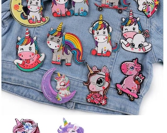 Unicorn Patch Rainbow Embroidered Iron on Sew on Patches Clothing Applique