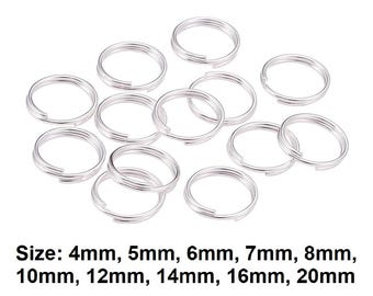 Silver Keyring Split Rings Key Chain Craft Jewellery Links Various Sizes 4-20mm