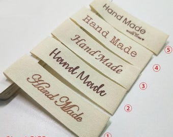 Cream Fabric Labels Hand Made Sew On Garment Clothing Craft DIY Tags 55x15mm #2