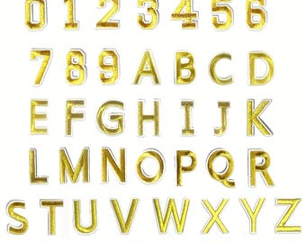 Gold Letter Number Patch Iron on Sew on Alphabet Embroidered Letters Patches