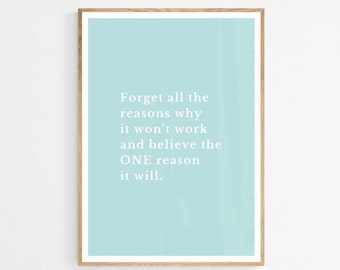 Motivational Quote Print | Blue Wall Art (Digital Download)