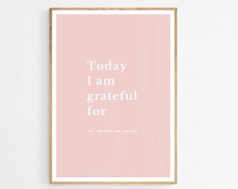 Grateful Quote Print | Pink Wall Art (Digital Download)