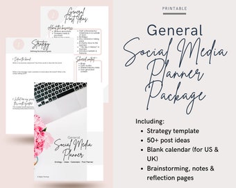 Complete Social Media Planner Package | Your Social Media Strategy Made Simple | Digital & Printable Social Media Planning