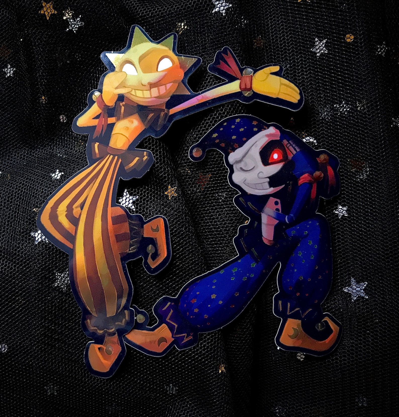 FNAF Sun and Moon Animatronics Gold Mirror Stickers two | Etsy