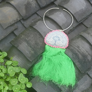 Hmong Natural Indigo fabric ethnic necklace,Tribal Necklace, Tassel ornament,Hmong Chinese ethnic jewel,Personalized Gifts for Her