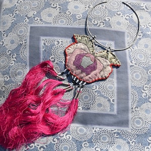 Personalized Gifts,Unique Hmong Miao ethnic embroidery,Tribal Necklace, Hmong Chinese ethnic jewel，