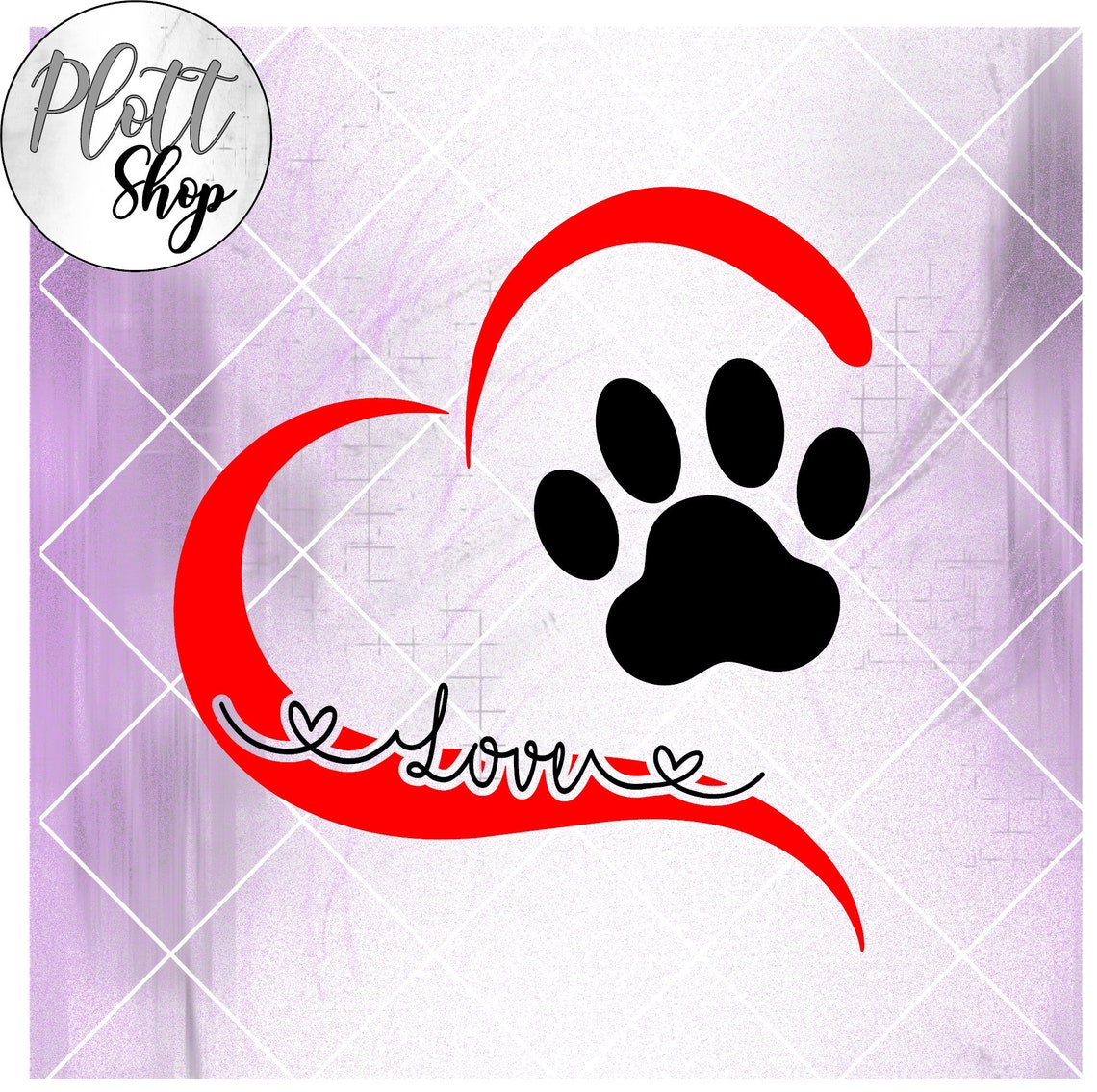 Heart Paw Velvet Paw Dog Gift Love 5 in 1 Plot File. PNG Etsy