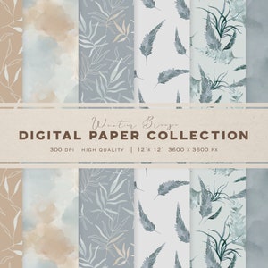 Retro Winter Digital Paper – Pastel Watercolor Seamless Pattern – Ombre Scrapbook Background – Printable Paper Download – Repeat Pattern