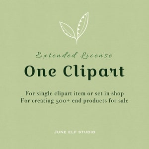 Extended License One Clipart - for single item or set - by June elf Studio