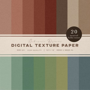 Boho Seamless Digital Textures – Neutral Colors Digital Paper – Boho Scrapbook Paper – Paper Texture Patterns – Digital Backgrounds Download