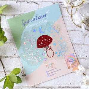 Mushroom Suncatcher Window Cling, Rainbow Window Prism, Magical Mushroom Suncatcher, Window Sticker, Reusable Suncatcher, Unique Gifts
