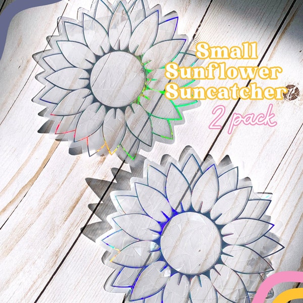 Small (5.5") 2-Pack Sunflower Suncatcher Window Cling Bundle, Rainbow Window Prism, Window Suncatcher Decal, Rainbow Maker