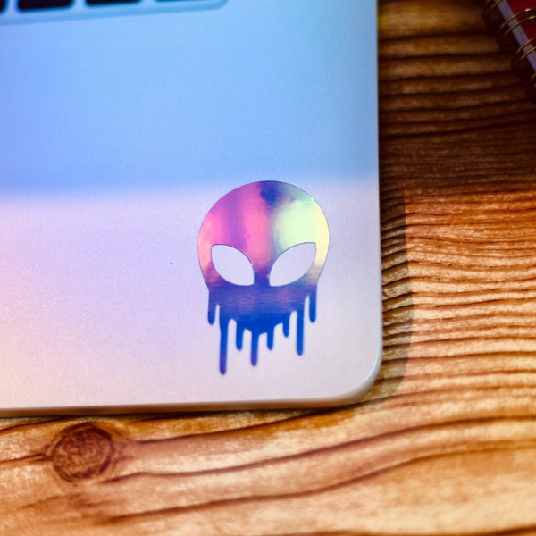 Dripping Alien Vinyl Decal | Color Shifting, Car Decal, Laptop Decal, Water Bottle Decal, Waterproof Decal